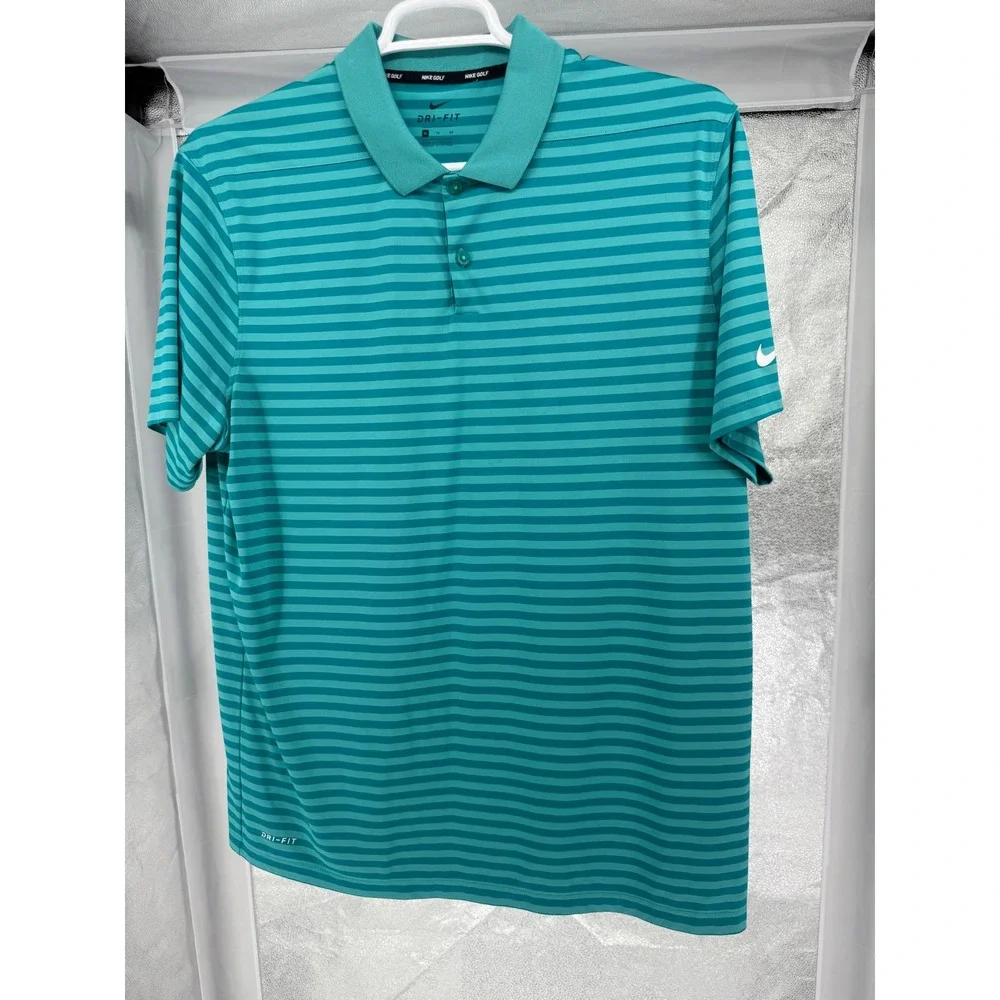 Nike Golf Dri-FIT Striped Polo Shirt Mens‎ XL Extra Large Turquoise 891853-3093
